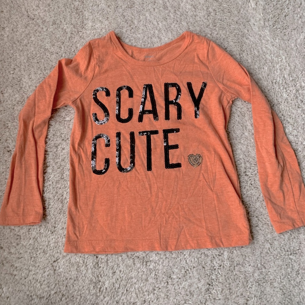 🎆🎇3for$9 “Scary Cute” Halloween long-sleeve girls shirt, size 7, Carters, - Picture 2 of 3